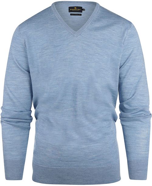 Steppin' Out Pullover Col-V Laine Merino Sky Blue Product