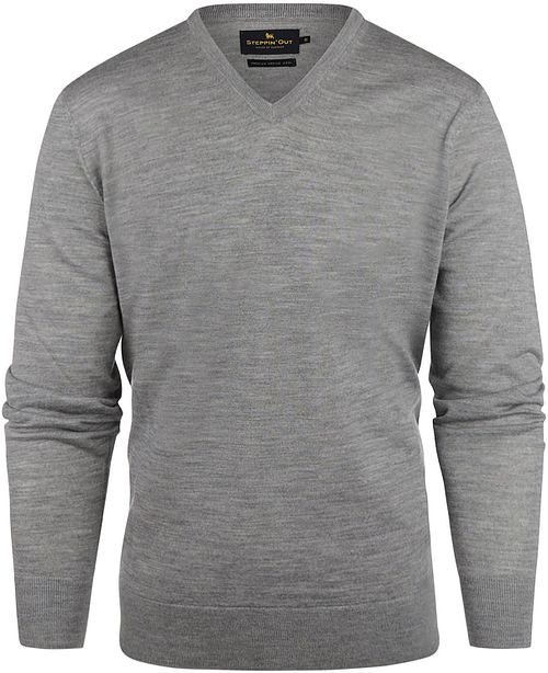 Sweter Steppin' Out z dekoltem w serek z melanżowej wełny merynosów, szary Product