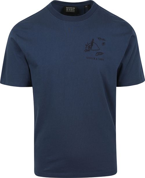T-Shirt Scotch And Soda blu navy con stampa Product
