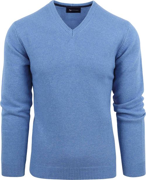 Jersey de lana de cordero Suitable con cuello de pico en azul Product