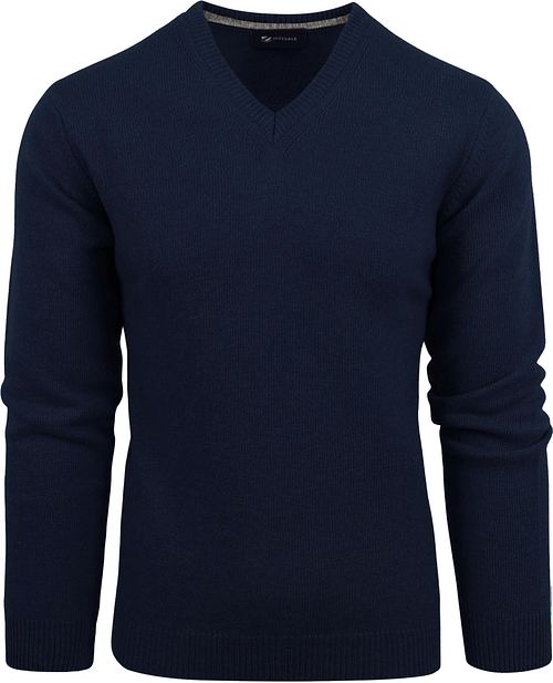 Suitable maglione in lana d’agnello con scollo a V blu scuro Product