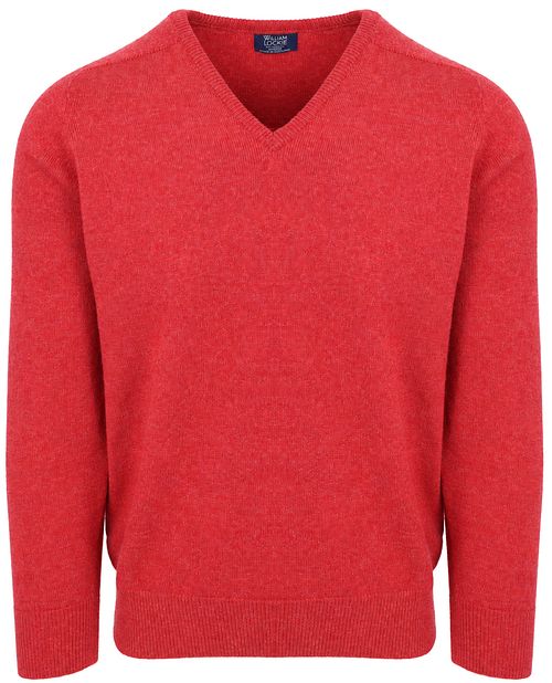 William Lockie V-Neck Lambswool Poppy Melange