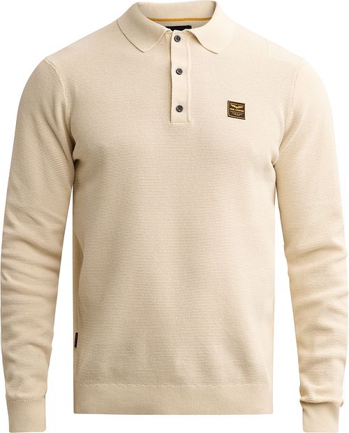 PME Legend Knitted Longsleeve Poloshirt Bone White Product