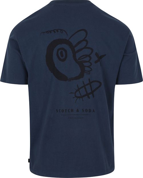 Scotch And Soda T-shirt Marineblå Tryck Product / Achterkant