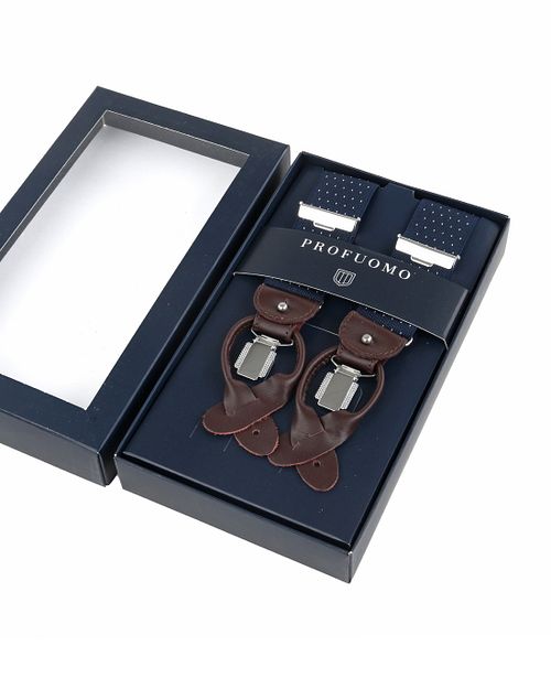 Tirantes Profuomo Luxe azul marino y blanco Verpakking