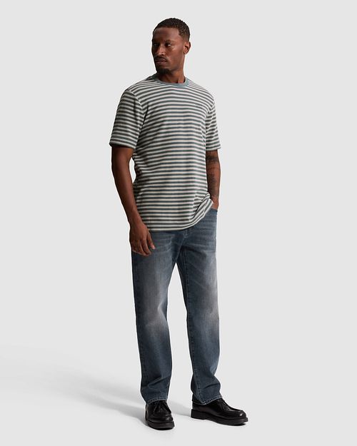 Cast Iron T-shirt Stripe Blue Mirage