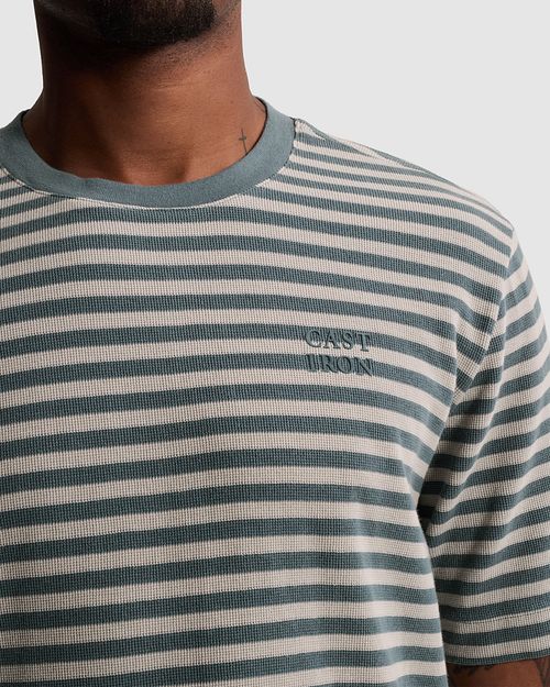 Cast Iron T-shirt Stripe Blue Mirage
