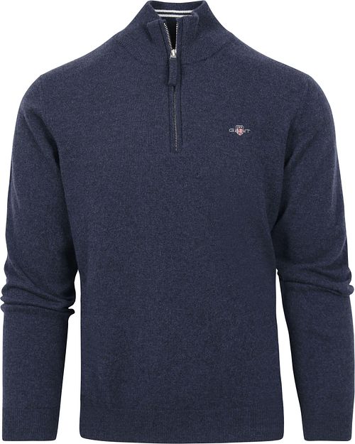 Gant Halfzip Wol Trui Logo Melange Navy Product