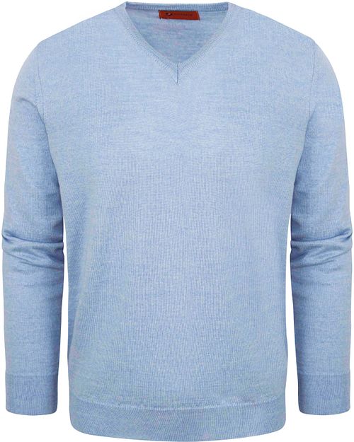Suitable Pull-over Col-V En Laine Bleu Clair Product