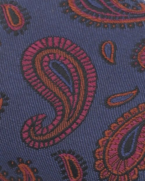 Pañuelo de bolsillo de seda Suitable con estampado paisley en azul marino Product / Detail