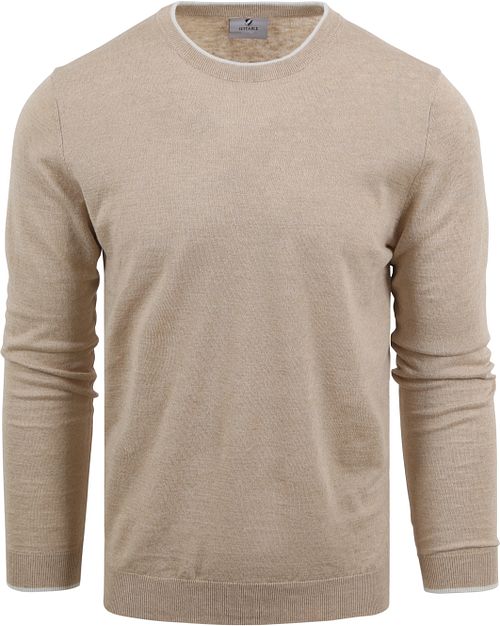 Beżowy sweter z okrągłym dekoltem Suitable Johan Product