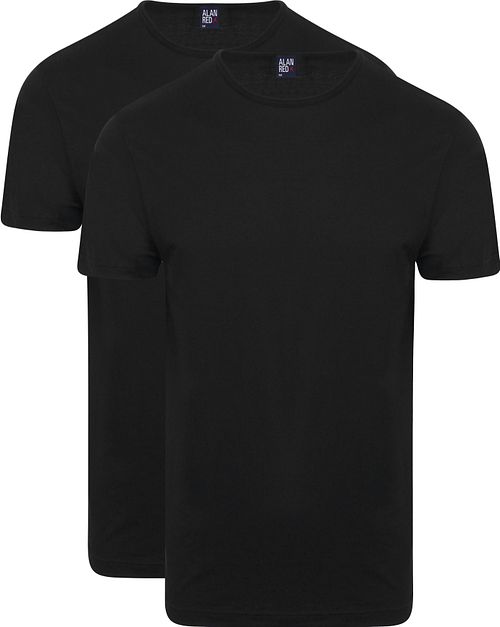 Alan Red Derby T-Shirt z okrągłym dekoltem czarny (2-pack) Product