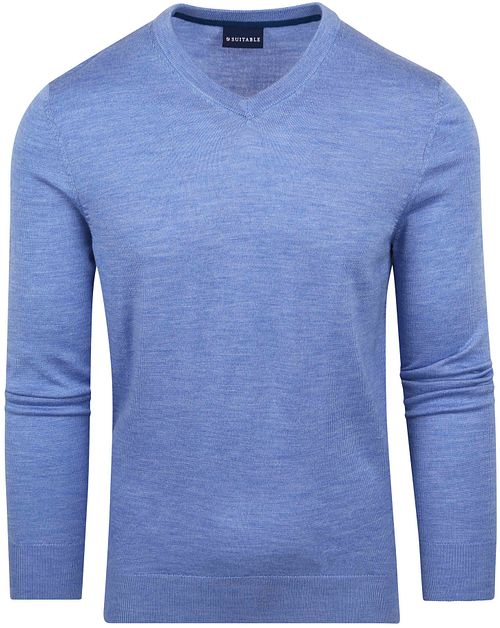 Suitable Merino Pullover V-Hals Lichtblauw Product