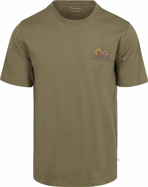 KnowledgeCotton Apparel T-shirt Olive Imprimé sur la poitrine Product