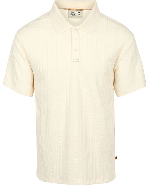 Koszulka polo Scotch & Soda o strukturalnym splocie w kolorze ecru Product