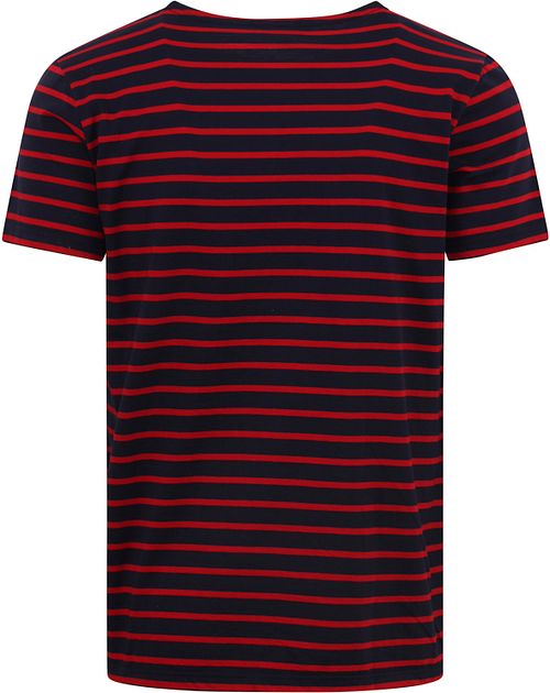 Armor-Lux T-Shirt Rayures Marine Rouge Product / Achterkant