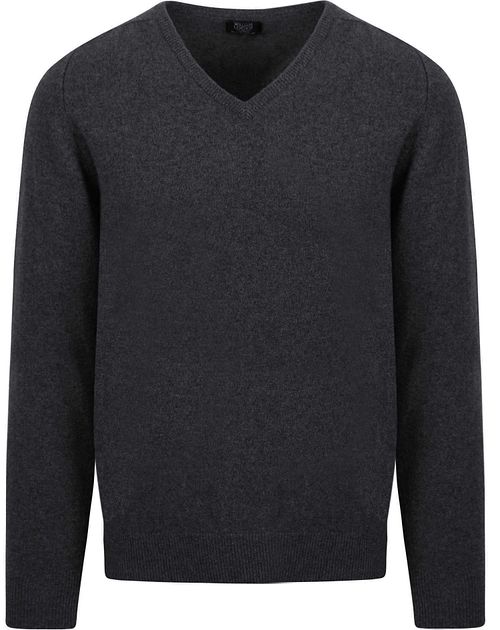 William Lockie Sweter z jagnięcej wełny antracytowy V-neck Product