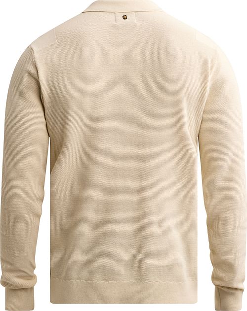 PME Legend Knitted Longsleeve Polo Bone White Product / Achterkant