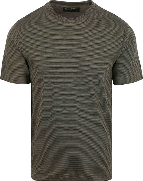 T-Shirt Marc O'Polo Slub a righe verde scuro Product