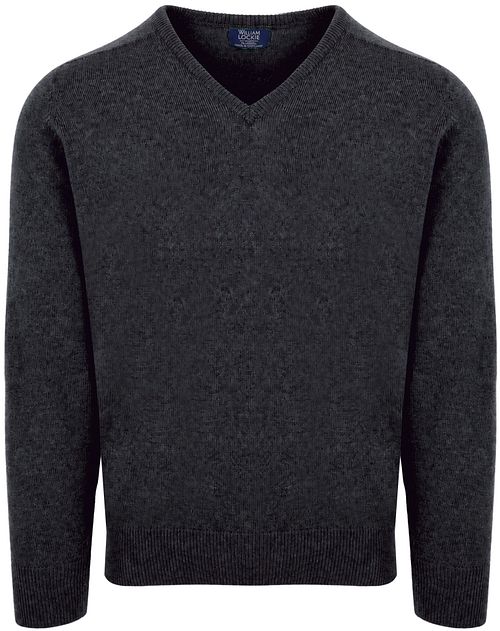 William Lockie V-Neck Lambswool Charcoal Grey