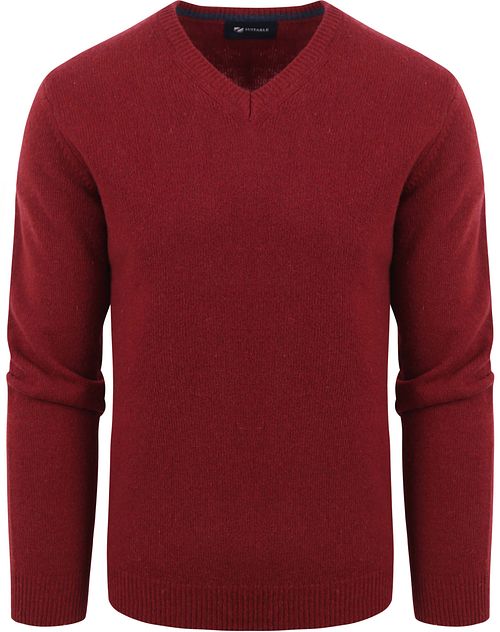 Suitable Lammullströja V-ringning Bordeaux Product