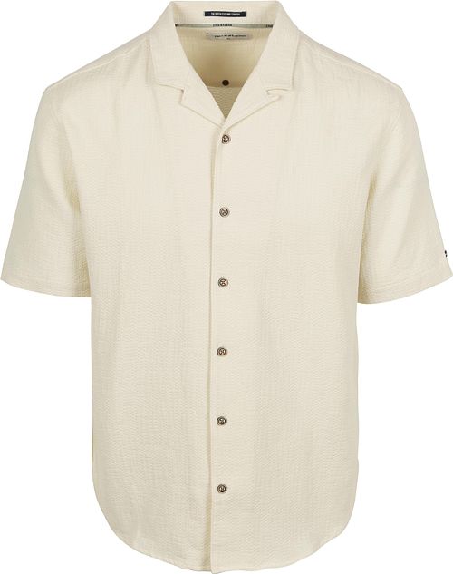 Camicia No Excess a maniche corte con trama écru Product