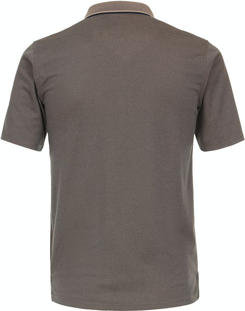CASAMODA Polo Shirt Stretch Melange Taupe Product / Achterkant