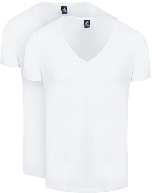 Suitable Vibamboru T-Shirt de cuello en V profundo blanco (pack de 2) Product