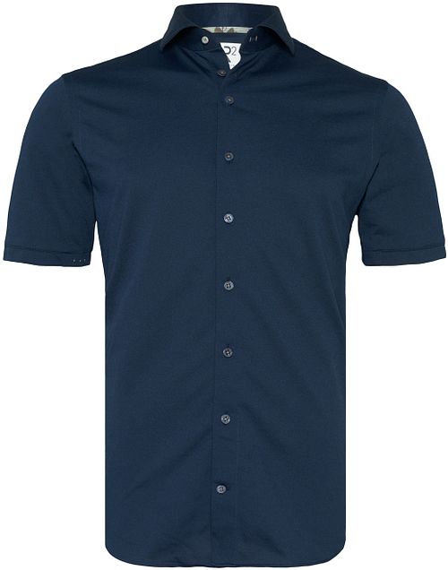 R2 Japansk Hæklet Skjorte Med Korte Ærmer Navy Product