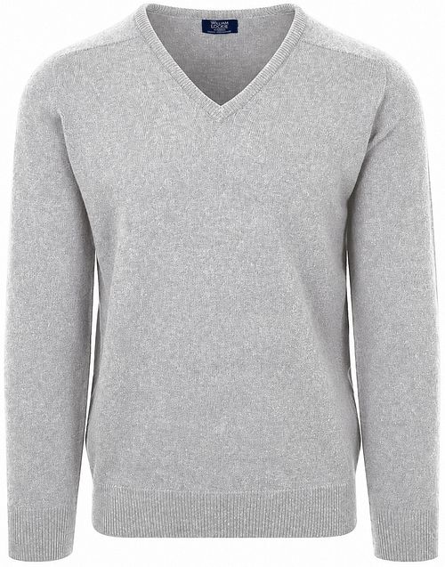 William Lockie V-Neck Lambswool Flannel Grey