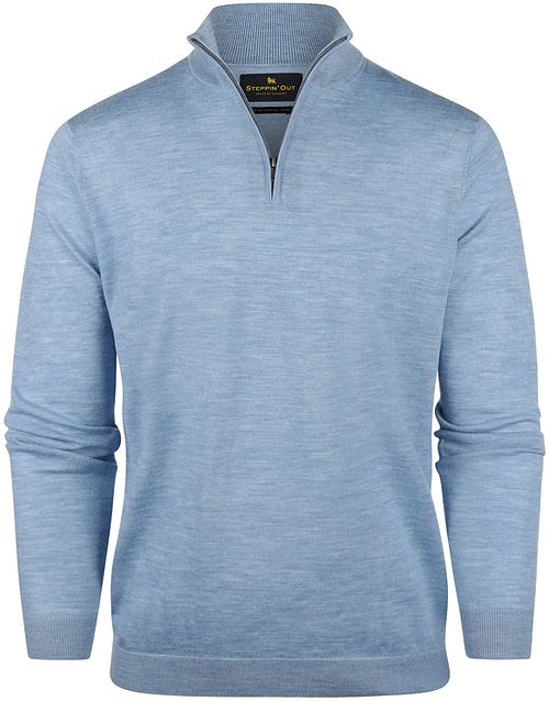Steppin' Out Halv Zip Trøje i Merinould Himmelblå Product
