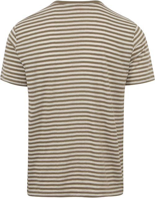 Armor-Lux T-skjorte i Lin med Grønne Striper Product / Achterkant