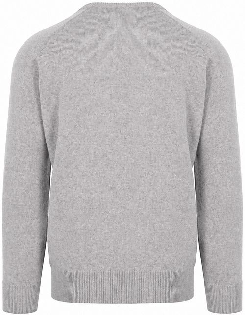 William Lockie V-Ausschnitt Pullover Lammwolle Flannel Grau