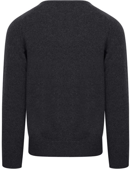 Pullover de lana de cordero William Lockie en antracita con cuello de pico Product / Achterkant