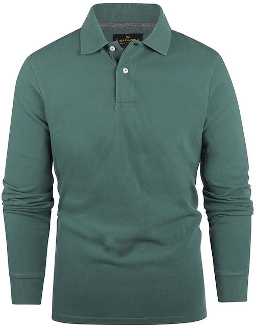 Steppin' Out Polo a Maniche Lunghe in Pique9 Classico Verde Scuro Product