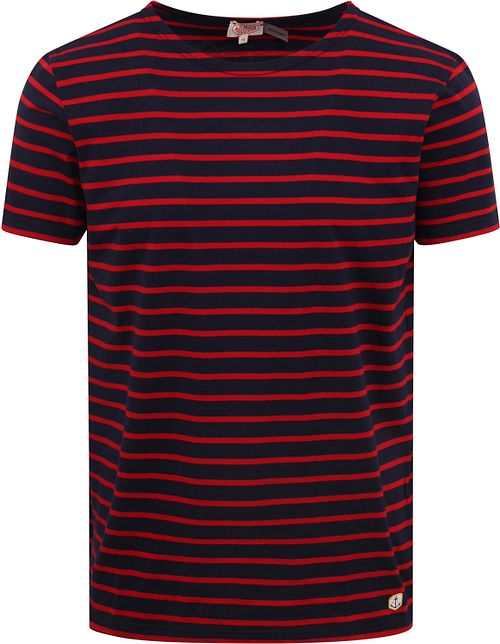 Armor-Lux stribet T-shirt mørkeblå/rød Product
