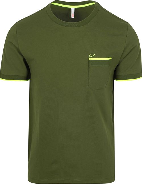 Sun68 T-Shirt Piqué Fluo Stripe w kolorze Army Green Product