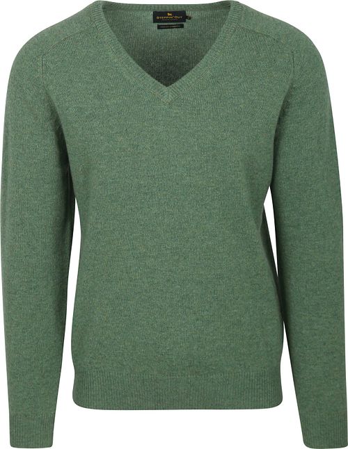 Jersey Steppin' Out de cuello en V de lana de cordero en verde medio Product