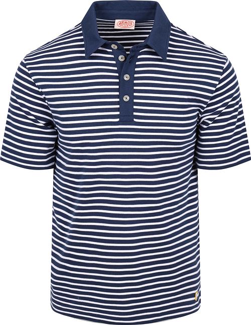 Polo Armor-Lux a righe in cotone blu navy Product
