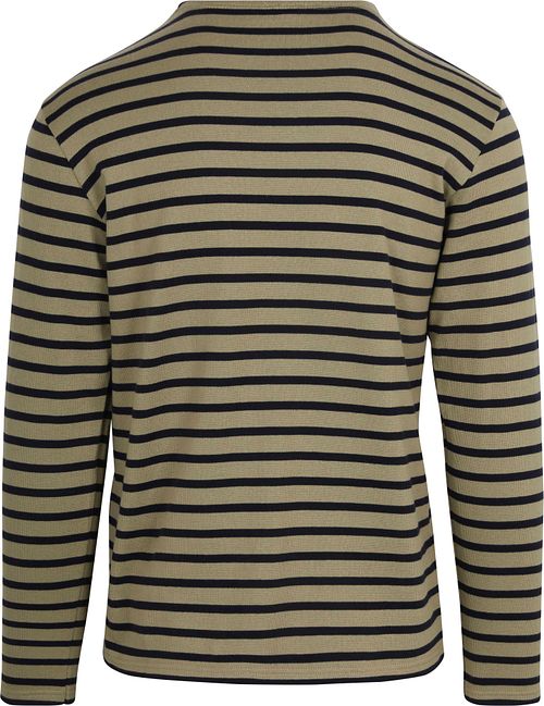 Armor-Lux Heavy Longsleeve T-Shirt Strepen Kaki Product / Achterkant