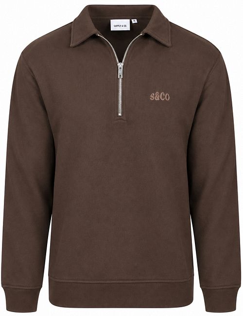 Supply & Co Sweat Polocollar Zip Aarav Bruin