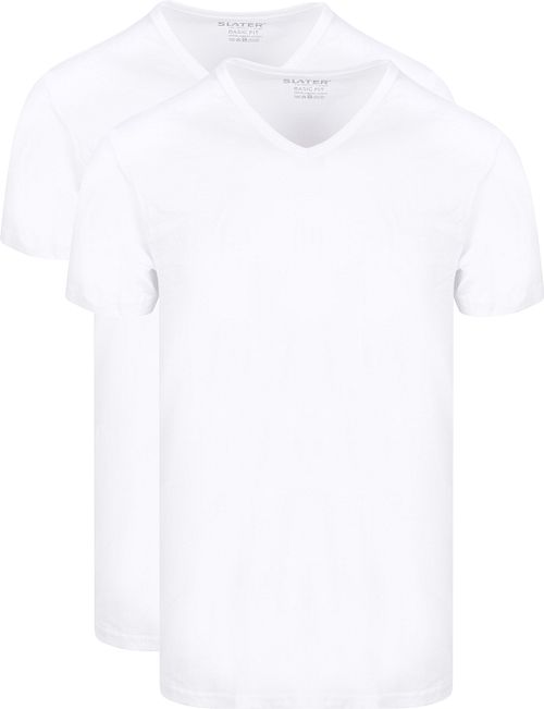 Slater 2-pack Basic Fit T-shirt z dekoltem w serek Biały Product