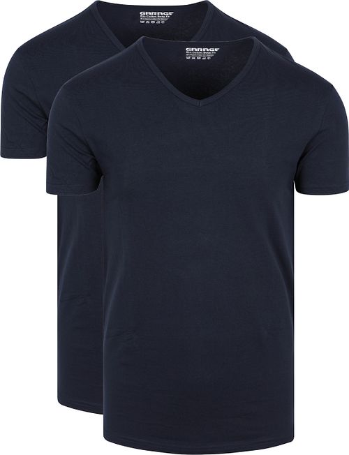 Garage Pack de 2 Basic T-Shirts orgánicas con cuello de pico en azul marino Product