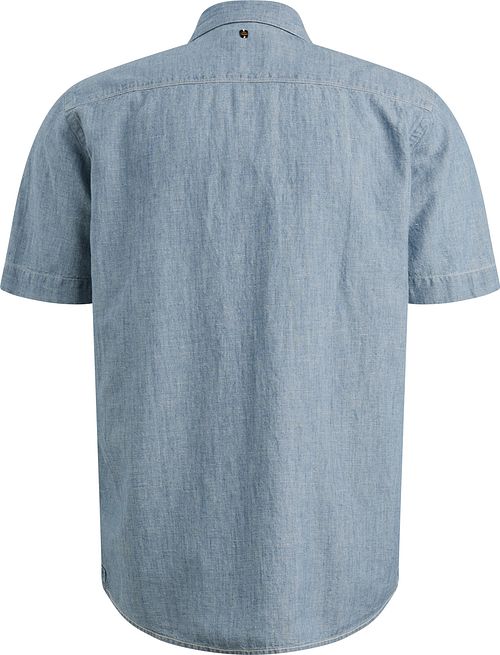 Camicia a maniche corte PME Legend in chambray indaco di cotone e lino Product / Achterkant