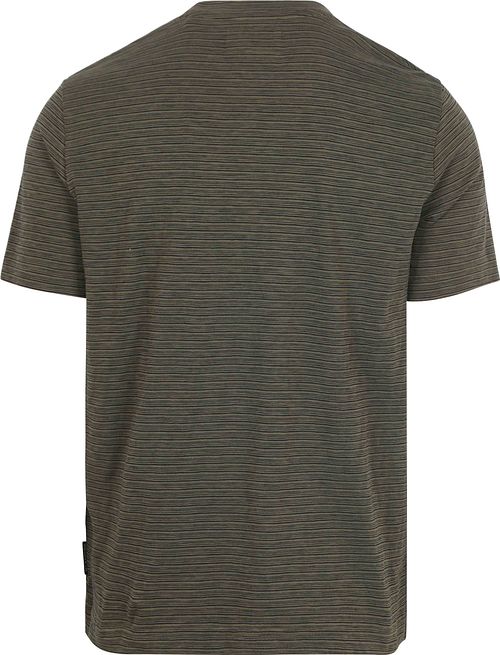 Marc O'Polo T-skjorte Slub Stripes Mørkegrønn Product / Achterkant