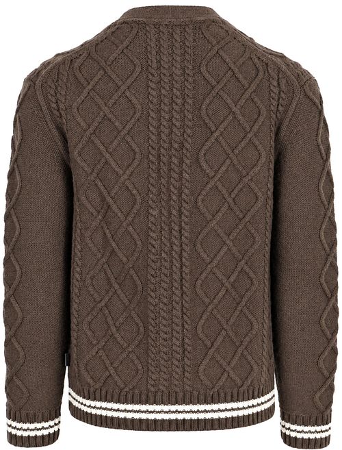 Gant Cardigan Cable Knit Lambswool Brown