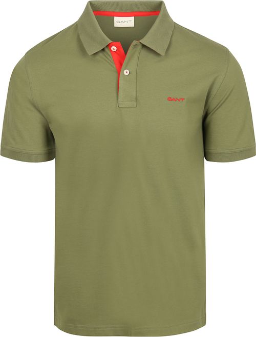 Koszulka polo GANT z kontrastowym kołnierzykiem w kolorze zielonym Product