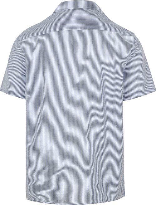 Suitable Short Sleeve Shirt Stripe Seersucker Light Blue Product / Achterkant