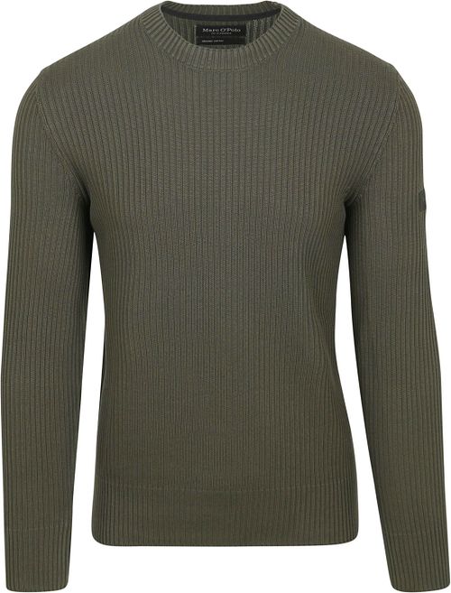 Sweter Marc O'Polo z prążkowanej dzianiny, zielony Product