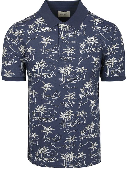 Koszulka polo Gant z nadrukiem palm w kolorze Dusty Navy Product